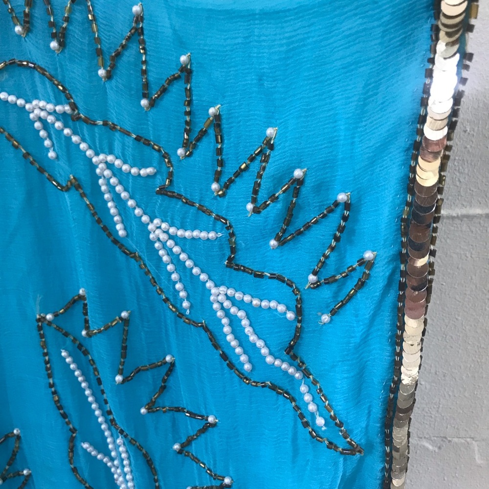 80’s vintage silk chiffon Pearl Beaded Sequin Blouse Top life & style inc - Picture 5 of 13